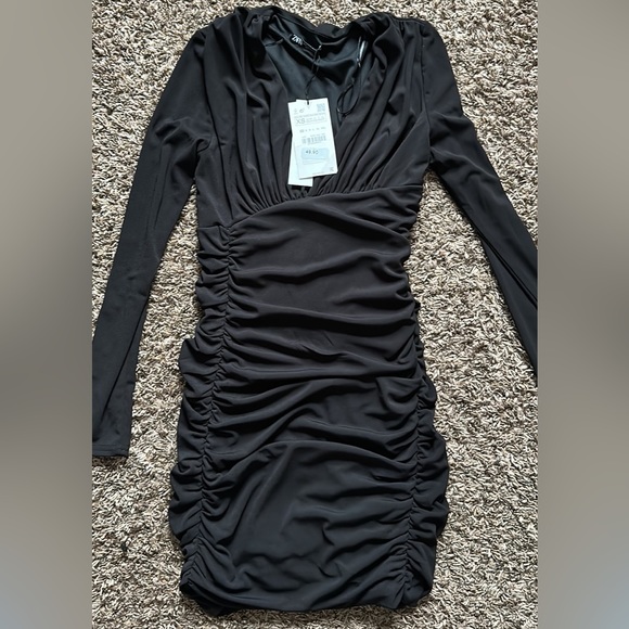 Zara Black Draped Dress XS - Picture 3 of 6